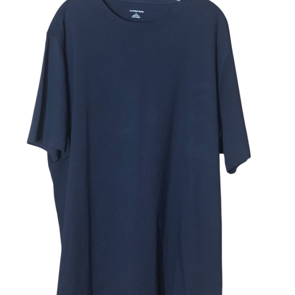 Men’s Lands' End Navy Blue Short Sleeve Tee Classic Crew Neck
